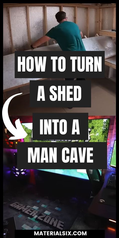 shed, man cave, converting shed to man cave Men’s Shed Ideas, Shed To Man Cave Ideas, He Shed Ideas Man Cave, Gaming Shed, Shed Wall Ideas, Backyard Man Cave Sheds, He Shed Ideas, Man Cave Shed Ideas, Gym Shed