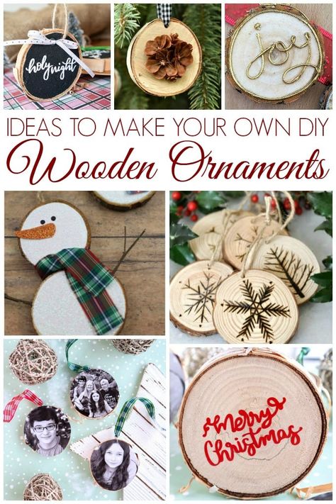 Diy Ornaments Christmas Wood Slice, Christmas Ornaments From Wood Slices, Ornaments With Wood Slices, Craft Ideas With Wood Slices, Tiny Wood Slice Crafts, Wood Slice Xmas Ornaments, Decorate Wooden Ornaments, Decorating Wooden Ornaments, Wood Slice Magnets Diy