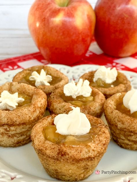 Snickerdoodle Apple Pie Bites, Apple Pie Cookie Cups, Snickerdoodle Apple Pie, Apple Pie Cookie, Best Snickerdoodles, Pillsbury Sugar Cookie Dough, Pillsbury Cookie Dough, Cookie Pies, Cookie Dough Pie