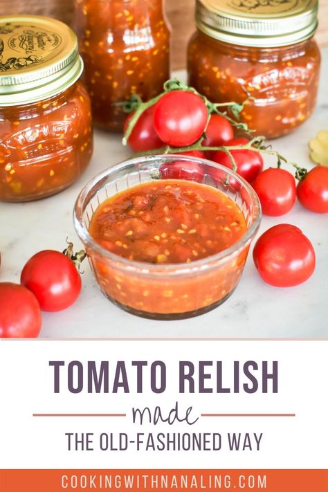 Tomato Relish Tomato Relish Recipe, Relish Sauce, Homemade Sausage Rolls, Relish Recipe, Tomato Relish, Relish Recipes, Onion Relish, Tomato Chutney, Homemade Hamburgers