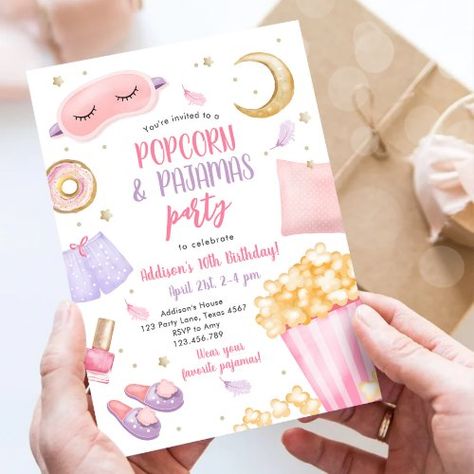 Pijamas Party Ideas, Sleepover Invitations, Slumber Party Birthday, Pyjamas Party, Party Sleepover, Sleepover Birthday, Pijama Party, Movie Night Party, Sleepover Party