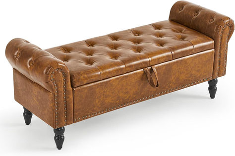 Storage Ottoman Bench, Leather Bench End of Bed Bench with Solid Wood Legs Upholstered Ottoman , click on link to purchase #promotion Storage Bench Bedroom, Upholstered Bedroom, End Of Bed Bench, Storage Furniture Bedroom, Upholstered Storage Bench, Leather Bench, Living Room Entryway, Bed Bench, Bedroom Bench