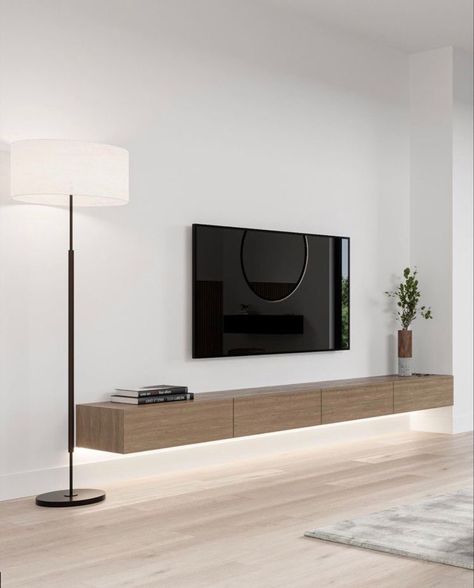 photo creds - unknown - comment or dm for credit ✧ ✧ Tv Stand Minimalist Modern, Minimal Tv Wall Design, Minimal Tv Stand, Zona Tv, Tv Stand Decor Living Room, Ruang Tv, Bedroom Tv Stand, Modern Apartment Living Room, Tv Stand Furniture