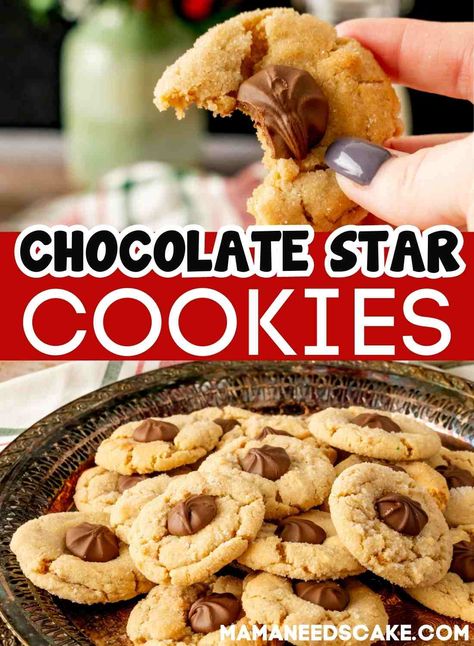 Chocolate Star Cookies, Peanut Butter Alternatives, Chocolate Stars, Classic Peanut Butter Cookies, Peanut Butter Cup Cookies, Peanut Butter Cookie Dough, Peanut Butter And Chocolate, Mix Recipes, Star Cookies