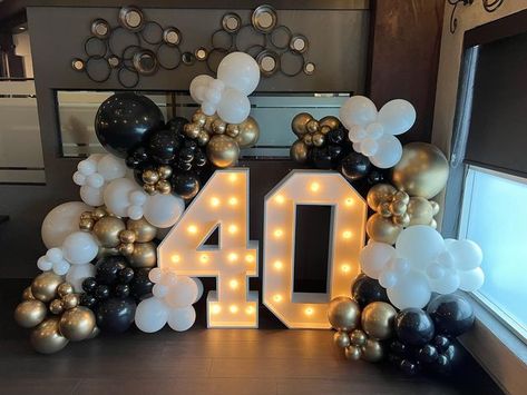 50th Birthday Balloon Marquee, 40 Balloon Arch, Birthday Numbers Balloons, 16 Marquee Numbers With Balloons, Balloons Around Marquee Numbers, 60 Marquee Numbers With Balloons, Marquee Lights With Balloons, 40 Marquee Numbers With Balloons, Balloon Garland With Marquee Numbers