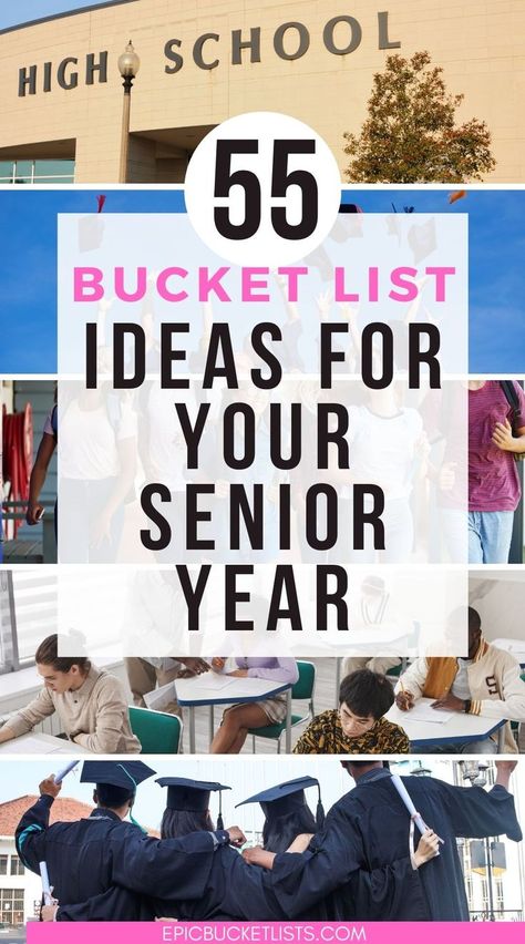 Epic Senior Year Bucket List Before You Graduate Things To Do Before Graduation, Senior Year Bucket List, Year Bucket List, Highschool Senior, Graduation Images, School Memories, Bucket Lists, High School Graduation, Fun Challenges