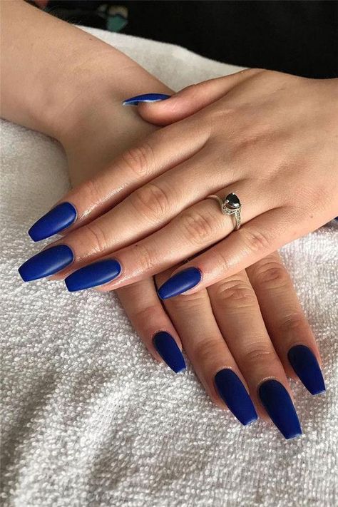 Dark Blue Nail Art Designs, Dark Blue Nail, Hoco Nails, Blue Nail Color, Blue Nail Art Designs, Blue Coffin Nails, Dark Blue Nails, Navy Blue Nails, Nail Work