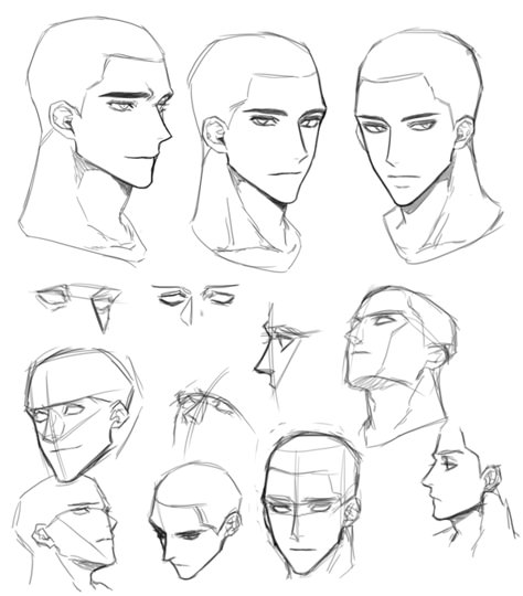 Male Face Drawing, Face Male, Muka Lelaki, Drawing Face Expressions, Profile Drawing, 얼굴 드로잉, Drawing Heads, Face Drawing Reference, 얼굴 그리기