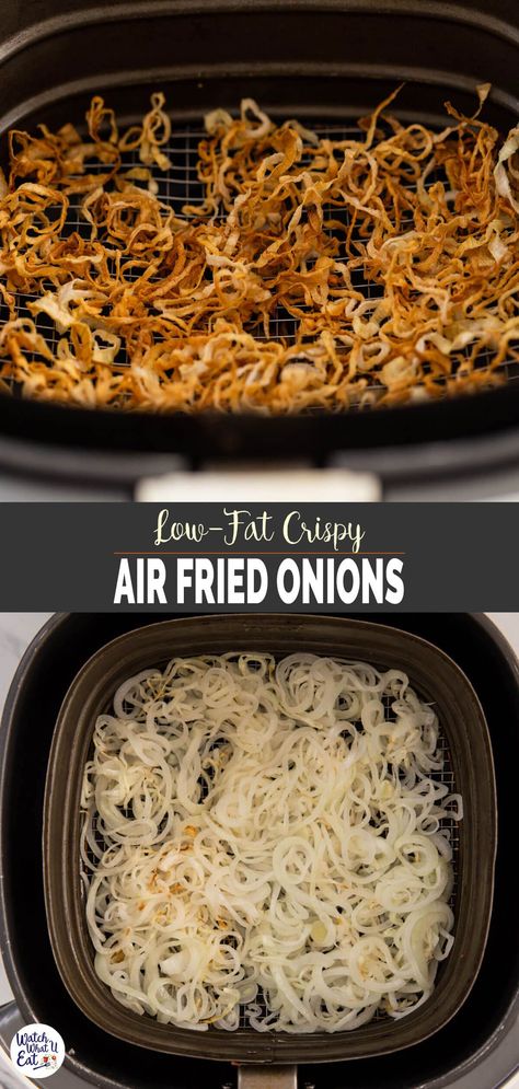 Follow this super easy recipe to prepare air fryer crispy onions at home. And there is no need to deep fry onions in a ton of oil to get the crispy caramelized taste and texture. A healthy alternative to deep-fried onions to use in different dishes like soups, salads, or Indian biryanis and curries. #watchwhatueat #airfryeronion #crispyonion Crispy Fried Onions, Cooks Air Fryer, Air Fried Food, Air Fryer Oven Recipes, Air Fry Recipes, Deep Fry, Crispy Onions, Air Fryer Dinner Recipes, Air Fryer Recipes Easy