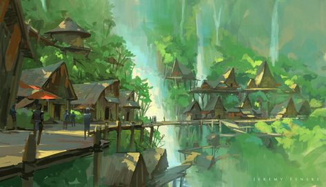 Forest Village, Fantasy Village, Landscape Concept, Fantasy City, Fantasy Setting, Fantasy Places, Arte Inspo, Fantasy Art Landscapes, Fantasy Concept Art