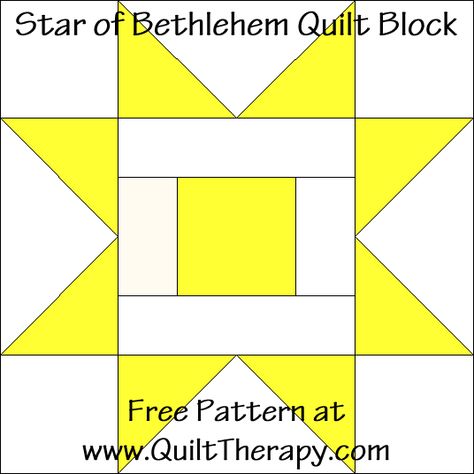 Star of Bethlehem Quilt Block Free Pattern at QuiltTherapy.com! Christmas Star Of Bethlehem, Star Of Bethlehem Quilt, Quilt Block Free Pattern, Block Quilt Ideas, Bible Quilt, Amish Bread, Bethlehem Star, Christmas Quilt Blocks, Stained Glass Quilt