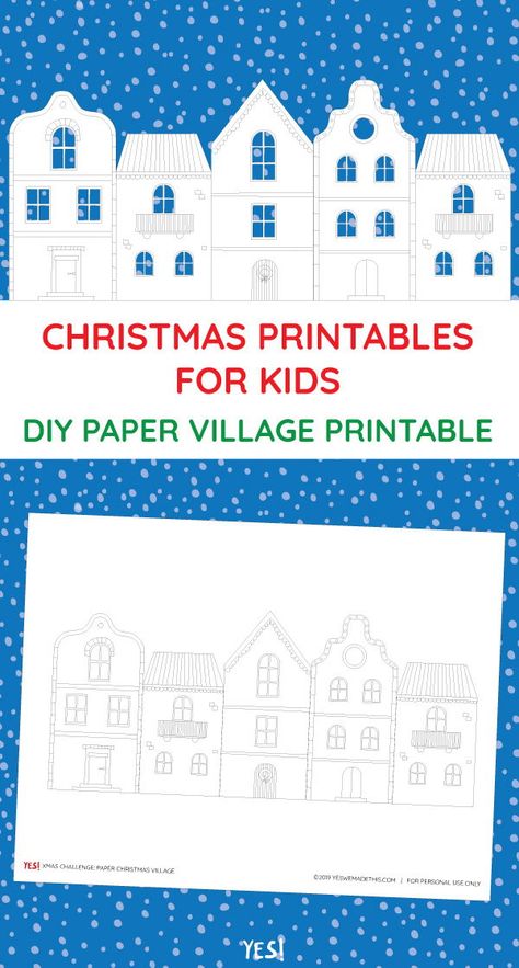 Christmas Village Template, Xmas Kids Crafts, Printable House Template, Christmas Village Printable, Free Christmas Printables For Kids, Printable Christmas Village, Diy Christmas Village Houses, Christmas Printables For Kids, Paper Christmas Village