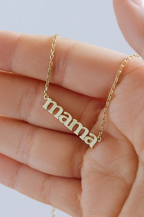 Treat the moms in your life to the piece of jewelry they deserve, with this gold mama necklace. Mother's Day Jewelry, Mama Necklace, Necklace For Mom, Mama Style, Nameplate Necklace, Mom Necklace, Perfect Gift For Mom, Necklace For Women, Name Plate