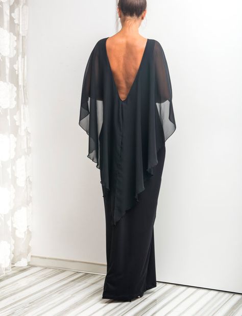 SALE ON 20 % OFF Black Backless dress Maxi Dress Caftan Elegant Backless Dress, Black Backless Dress, Beach Dresses Summer, Open Back Dress, Maxi Robes, Oversized Dress, Caftan Dress, Open Back Dresses, Gothic Dress