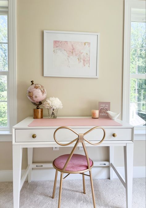 Girls room Girls Room Desk, Girls White Desk, Pottery Barn Teen Desk, Girls Desk Chair, Pottery Barn Vanity, Desk For Girls Room, Girl Vanity, Girls Desk