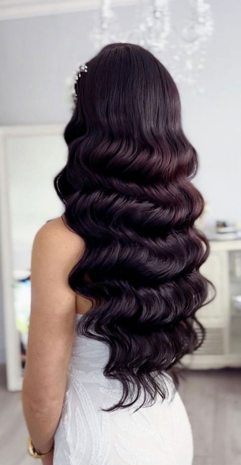 Hair Hollywood Waves, Hollywood Wedding Hair, Hollywood Glam Hair, Glamorous Wedding Hair, Old Hollywood Hair, Hollywood Curls, Long Hair Waves, Hollywood Hair, Hollywood Waves