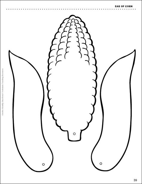 ear of corn Corn On The Cob Template Free Printable, Corn Template Free Printable, Corn Crafts Preschool, Corn Template, Preschool Circle Time Songs, Apple Crafts Preschool, Corn Costume, Corn Craft, Apple Crafts