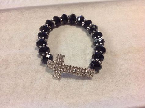 Thick black cross Black Cross, Mens Bracelet, Beaded Bracelets, Black