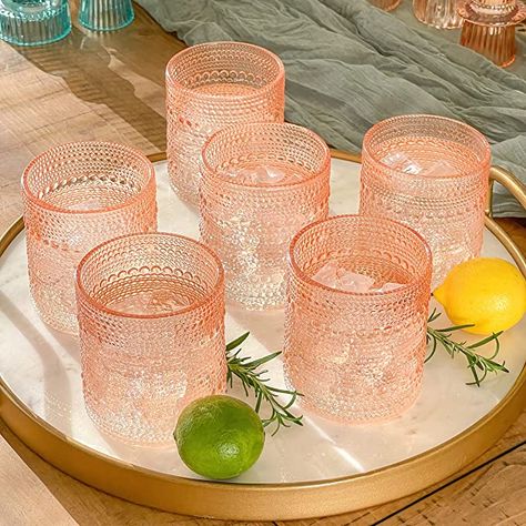 Vintage Glassware Set of 6- 10oz.- https://amzn.to/44BDimq Cute Cocktail Glasses, Textured Glassware, Pink Drinking Glasses, Cute Wine Glasses, Rose Gold Glasses, Beaded Rose, Drinking Glasses Set, Diy Wine Glasses, Vintage Drinking Glasses