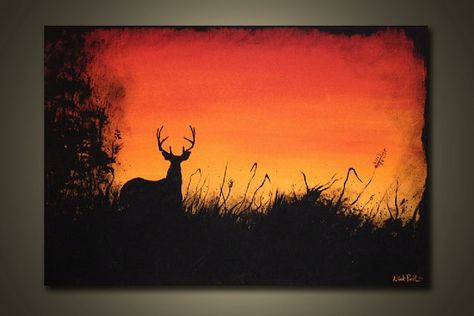 Deer Shadow Painting, Manly Canvas Painting Ideas, Guy Paintings Ideas, Outdoor Painting Ideas On Canvas, Guy Painting Ideas, Manly Painting Ideas, Wood Painting Ideas Easy, Hunting Painting Ideas, Hunting Painting Easy