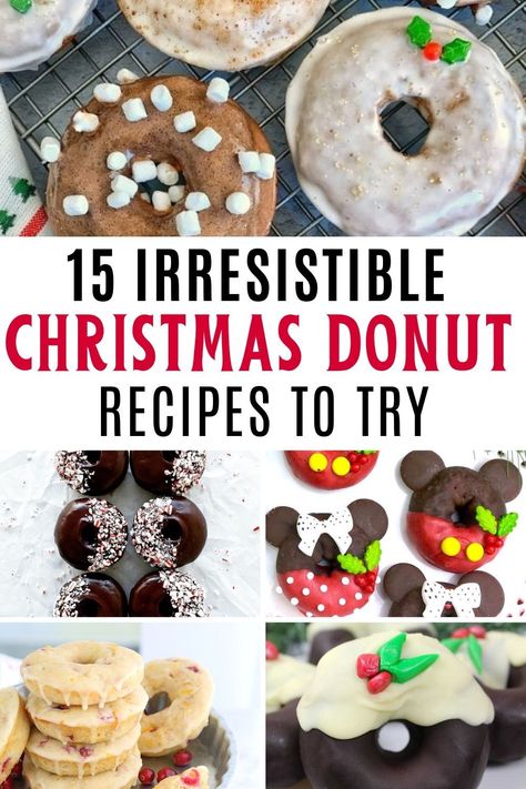 Peppermint Donut Recipe, Homemade Christmas Donuts Recipe, Christmas Donuts Recipes, Christmas Baked Donut Recipes, Holiday Donut Ideas, Christmas Mini Donut Ideas, Christmas Doughnut Ideas, Christmas Donuts Ideas, Christmas Breakfasts