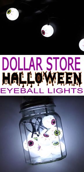 Dollar Store Halloween Decorations! Easy, spooky, creepy and cute DIY craft projects for Halloween. Dollar Store Hacks for Halloween decor. Make your home look amazing with simple DIY Dollar Tree Halloween decoration ideas! Try these spooky bloodshot eyeball string lights. You can even make a mason jar full of eyeballs! Gracie Birthday, Store Halloween Decorations, Spooky Wedding, Dollar Tree Halloween Decor, Kids Budget, Dollar Store Halloween Decorations, Boho Apartment, Halloween Lights Decorations, Halloween Party Decor Diy