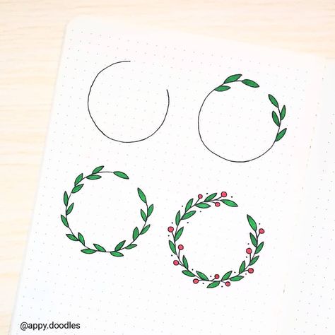 Follow @appy.doodles on Instagram for bullet journal doodles and easy step by step doodles :) doodle wreath how to draw a wreath Christmas doodles #doodles #bujoideas #bulletjournal #doodledrawings #cutedoodles #bujodoodles #doodleart #easydrawings #doodletutorials #stepbystepdrawing #easydrawingsforkids #howtodoodle #diy How To Draw A Christmas Wreath Easy, Christmas Calligraphy Doodles, Easy Christmas Wreath Drawing, Easy Christmas Doodles To Draw, How To Draw A Wreath Step By Step, Drawing A Wreath, How To Draw A Christmas Wreath, Easy Wreath Drawing, Christmas Doodles Easy Step By Step