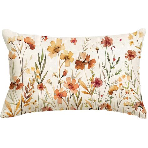 PRICES MAY VARY. 100% Polyester Fabric and Design: Fall floral lumbar throw pillow cover is made of soft canvas,comfortable to the touch. Fall decoration pillowcase uses HD printing, with original aesthetic design, adding an unique artistic flavor to your family Standard Size and Invisible Zipper: Fall throw pillow cover is suitable for 12 x 20 or smaller pillow. As it is handmade, there'll be deviation sometimes. Autumn pillowcase uses invisible zipper side seams. The zipper is smooth, easy to Sofa Farmhouse, Floral Pillowcase, Fall Throw Pillows, Fall Pillow Cover, Floral Throw Pillow Covers, Fall Thanksgiving Decor, Flower Throw Pillows, Fall Outdoor Decor, Floral Pillow Cover