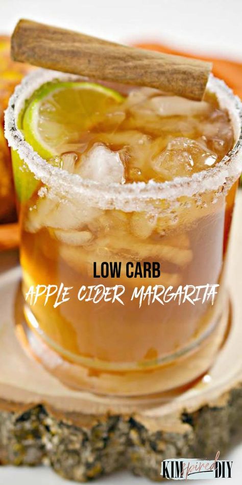 low carb gluten free 3 ingredient Apple Cider Margarita Tequila alcohol drink Sugar Free Alcoholic Drinks, Low Carb Margarita, Thanksgiving Margarita, Apple Cider Margarita, Cider Margarita, Low Calorie Alcoholic Drinks, Tequila Drinks Recipes, Low Sugar Drinks, Thanksgiving Cocktail Recipes