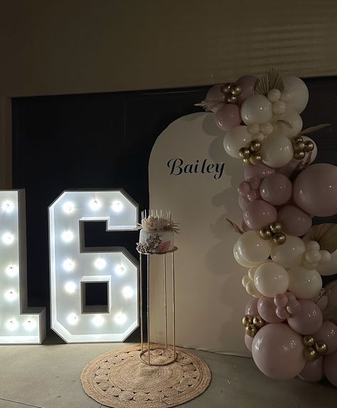 Sweet 16💗 Ready to elevate your next celebration? Book your custom balloon decor today and let us make your special day unforgettable! Spots fill up fast, so DM us now to reserve your date! #balloon #party #event #eventdecor #eventdesigner #birthday #birthdayparty #sweet16 #sweet15 #decor #balloons Sweet 16themes Party Themes, Sweet 16 Birthday Decorations Ideas, Birthday Decor Sweet 16, Outdoor Sweet 16 Party Decorations, Pink Centerpieces Birthday Sweet 16, Sweet 16 Indoor Party Ideas, Sweet 16 Must Haves, Sweet 16 Gift Table, Sweet 16 Banquet Hall