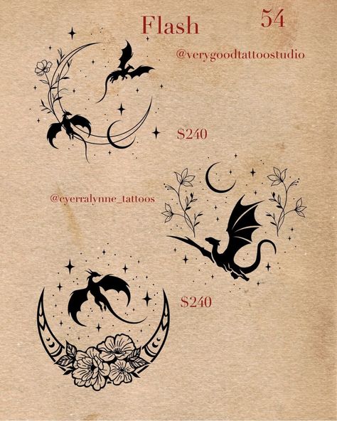 Crescent Moon Dragon Tattoo, Creative Dragon Tattoo, Mother Son Dragon Tattoos, Dragon Moon Tattoo Design, Small Begginers Tattoo, Small Dragon Silhouette Tattoo, Ornamental Dragon Tattoo, Mystical Creature Tattoos, Mini Dragon Tattoo For Women