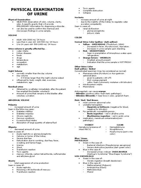 prelims Physical Examination Of Urine, Urine Analysis, Physical Examination, Nursing School Notes, Medical Knowledge, Microbiology, School Notes, Word Doc, Medical Conditions