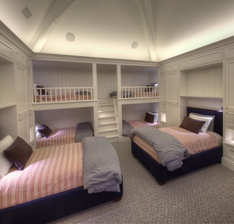 Many Beds In One Room, Bedroom With 4 Beds, Bedroom For Multiple People, Two Rooms In One Bedroom, Three Person Bedroom, Multiple Beds In One Room, 3 Bunk Bed, Bedroom 3 Beds, Room With Two Beds