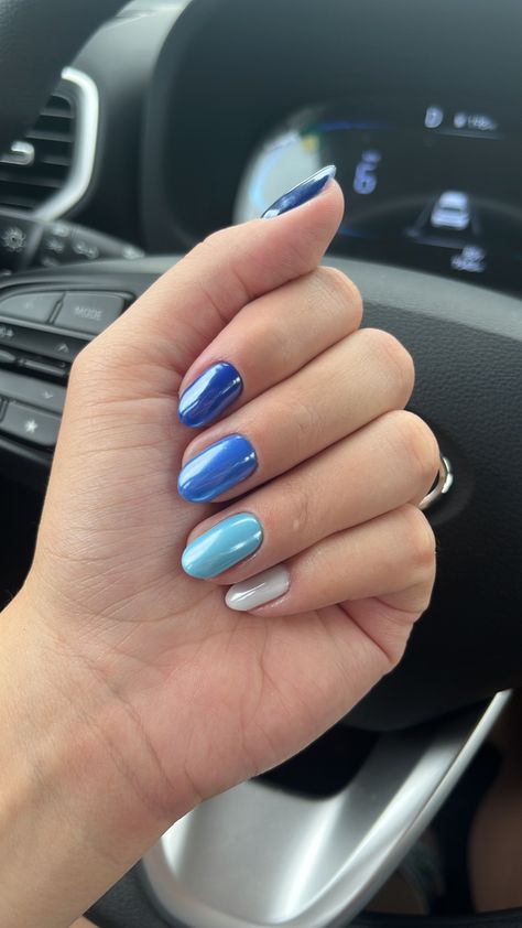 Abba Inspired Nails, Abba Nails, Blue Chrome Nails Designs, Nails Inspiration Blue, Blue Chrome Nails, Chrome Nails Designs, Blue Chrome, Nails Blue, Autumn Nails