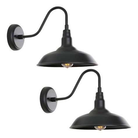 Alcott Hill® Eilley Black 10'' H Outdoor Barn Light & Reviews | Wayfair Exterior Barn Lights, Farmhouse Wall Lighting, Barn Light Fixtures, Outdoor Barn Lighting, Barn Light, Patio Wall, Industrial Light Fixtures, Industrial Wall, Barn Lighting