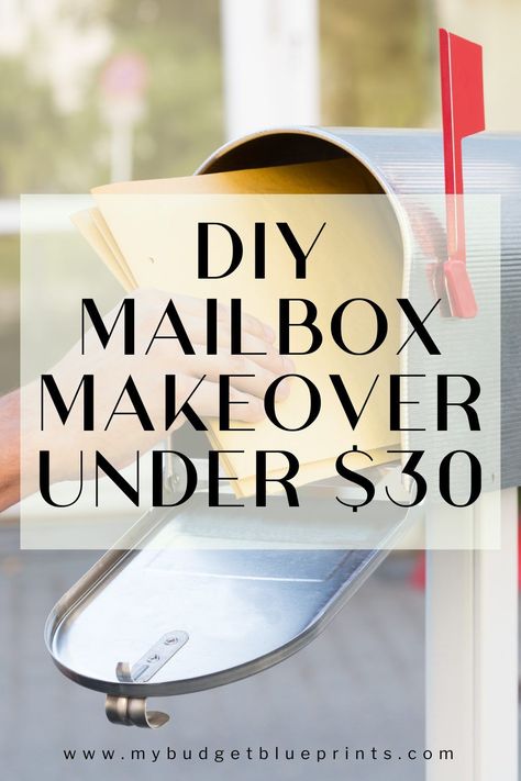 Is your mailbox looking a little tired? Don't worry, Budget DIY has you covered with a Mailbox Makeover for under $30! With Budget Blueprints, you can get started on your cheap DIY project today. Read Now to get the details! Cheap Diy Mailbox Post, Cheap Mailbox Makeover, Mailbox Covers Diy, Easy Mailbox Ideas, Mailbox Decorating Ideas Diy, Plastic Mailbox Makeover, Mail Box Ideas Diy, Mailbox Makeover Diy, Painted Mailbox Ideas Diy