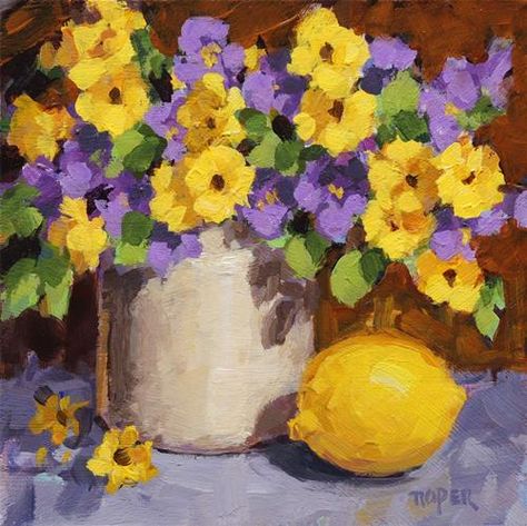 Green Yellow Painting, Yellow Flowers Painting, Contrast Art, Purple Painting, Flower Drawing Tutorials, Color Palette Yellow, Green Paintings, Yellow And Purple, Purple Art