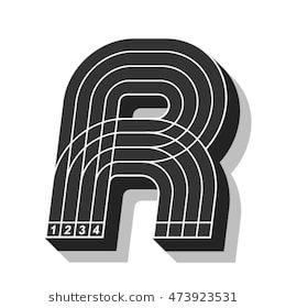 Sport font, letter R, running track, vector. Track Logo Design, Running Design Graphic, Sport Typography Design, Running Track Design, Running Graphic Design, Running Logo Design, Racing Typography, Sports Lettering, Sporty Branding