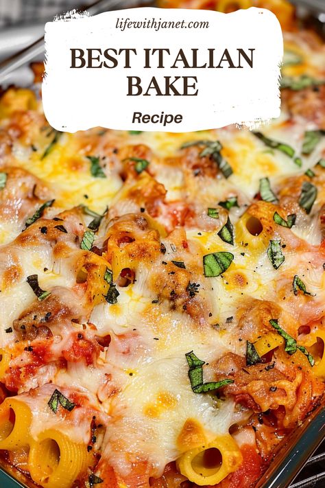 Best Italian Bake For Italian food lovers looking for a simple, tasty, one-pan meal, this cheesy Italian bake recipe delivers. Combining classic flavors like tomato sauce, pasta, sausage, and veggies, it's a crowdpleasing dish you'll make over and over. Italian Sausage Pasta Bake, Italian Sausage Casserole, Italian Bake, Italian Pasta Bake, Tomato Sauce Pasta, Pasta Sausage, Sausage Pasta Bake, Unique Pasta, Sausage And Veggies