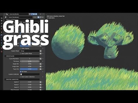 Ghibli grass in Blender (Animated) - YouTube Blender Cheat Sheet, Blender Landscape Art, Blender Shortcuts, Blender Ideas 3d, Grass Animation, Blender Environment, Blender 3d Art, Blender Projects, Blender Material