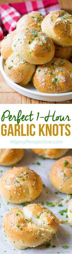 Fluffy Perfect 1-Hour Garlic Knots - Pure heaven! | ASpicyPerspective.com Garlic Knots Recipe, A Spicy Perspective, Garlic Knots, Fluffy Texture, Party Snack, Snacks Für Party, Bread Basket, Made From Scratch, Perfect Side Dish