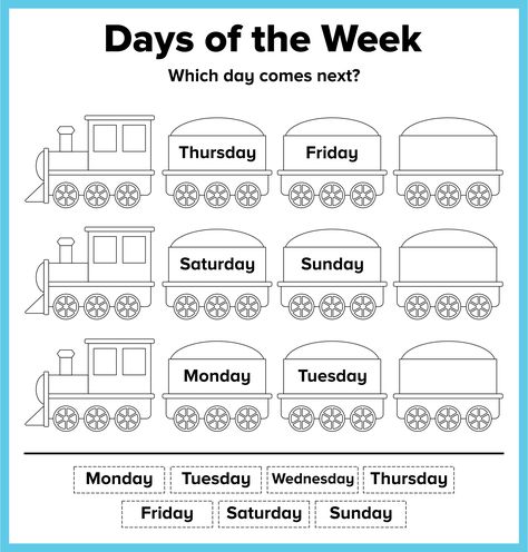 Kindergarten Worksheets Days Of The Week, Days Of The Week Worksheet Kindergarten, Days Of The Week Worksheet Preschool, Days Of Week Worksheet, Days Of The Week Kindergarten, Prek Worksheets, Preschool Activity Sheets, Big School, Sequencing Worksheets