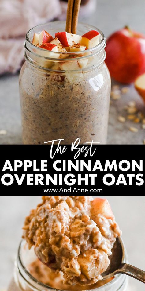 Carmel Apple Overnight Oats, Different Overnight Oats, Over Night Oats Apple Cinnamon, Overnight Oats Recipe Apple Cinnamon, Overnight Oats Cinnamon Apple, Overnight Oats Apple Cinnamon Chia Seeds, Apple Spice Overnight Oats, Recipes With Dried Apples, Overnight Oats Simple Easy