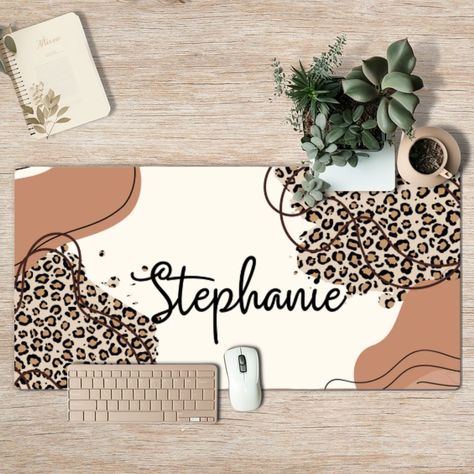 Teacher Cubicle Decor, Decorating Your Desk At Work, Leopard Office Decor, Chic Cubicle Decor, Cubicle Makeover Ideas, How To Decorate Your Office At Work, Office Desk Decor For Work Cubicle, Teacher Desk Decorations, Leopard Office