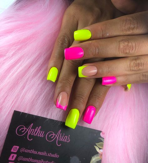 Let this summer be the summer of color! With these 30+ ideas for neon bright summer nails, we've got everything you need to find the perfect manicure for this summer! Neon nail design ideas for coffin nails, acrylic nails, almond nails and natural short nails. Neon Nail Designs Acrylics Summer, Bright Neon Pink Nails, Neon Nails Glitter, Neon Purple Nail Designs, Trendy Neon Nails, Trendy Nails Gel Summer, Neon Pink And Purple Nails, Fun Bright Nails Summer, Bright Nails For Summer Neon