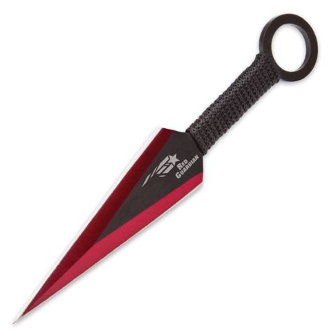 Red Guardian Ninja Sword and Kunai / Throwing Knife Set with Sheath | BUDK.com - Knives & Swords At The Lowest Prices! Trowing Knife, Ninja Knife, Red Knife, Kunai Knife, Red Guardian, Pretty Knives, Shadow Warrior, Cool Swords, Cool Knives