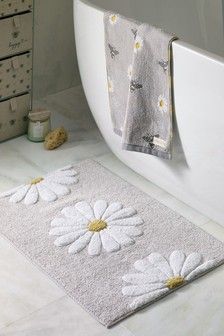 Bath Mats | Shower & Pedestal Mats | Next Official Site Rug Tufting, Buy Sofa, Cotton Bath Mats, Daisy Design, Punch Needle Patterns, Bath Or Shower, Shower Mat, Grey Bathrooms, Dream House Decor