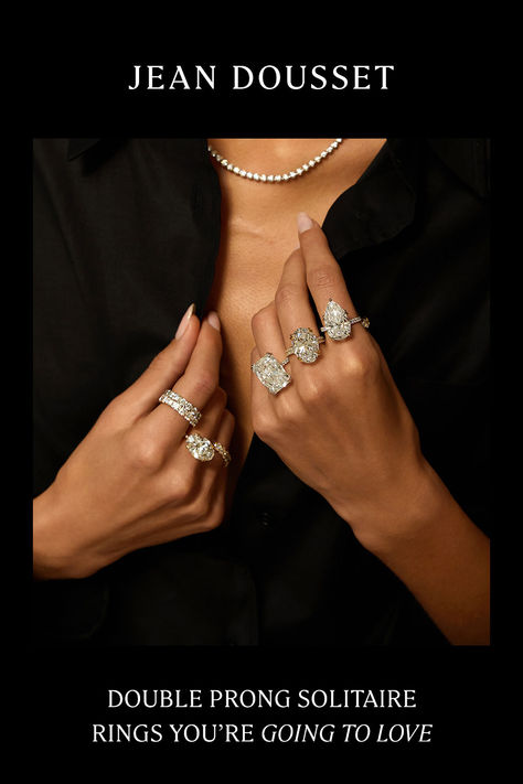 Explore Jean Dousset's exclusive Elle collection, featuring a unique double prong setting that pushes the boundaries of what's possible in design. Jean Dousset Engagement Rings, Glow Up Inspiration, Jean Dousset, Jewellery Shoot, Girl Guide, Solitaire Engagement Rings, Jewelry Photoshoot, Jewelry Photography, Solitaire Engagement