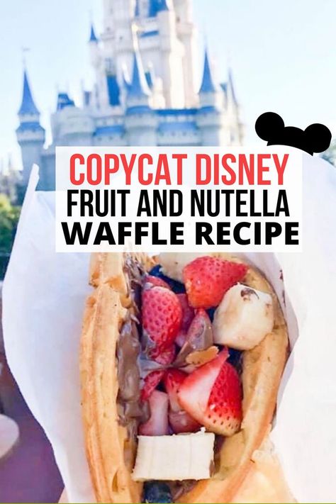 Need some delicious Disney snacks at home? Make this Fruit and Nutella Waffle Sandwich from Sleepy Hollow at Magic Kingdom Park. Use ingredients you already have in your pantry and refrigerator! Disney Nutella Waffle, Fruit Waffle Recipe, Nutella Waffles Recipe, Waffle Sandwich Recipe, Nutella Waffle, Snacks At Home, Nutella Waffles, Kid Foods, Fruit Sandwich