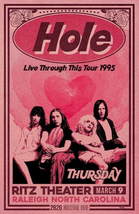 Hole Wallpaper Band, Vintage Band Posters Aesthetic, Hole Band Poster, Hole Poster, Vintage Band Posters, Concert Poster Design, Grunge Posters, Love Lyrics, Punk Poster